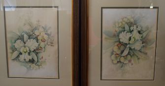 S. Martino, two, both signed, Orchids and other flowers