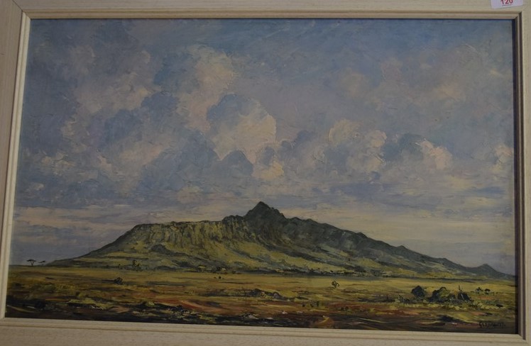 Gladman, signed lower right, dated 67, oil on board, rocky landscape, possibly African, approx 37 - Image 2 of 2