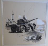 British School (20th century), Military illustrations, pair of watercolour and gouache, 52 x 52cm,