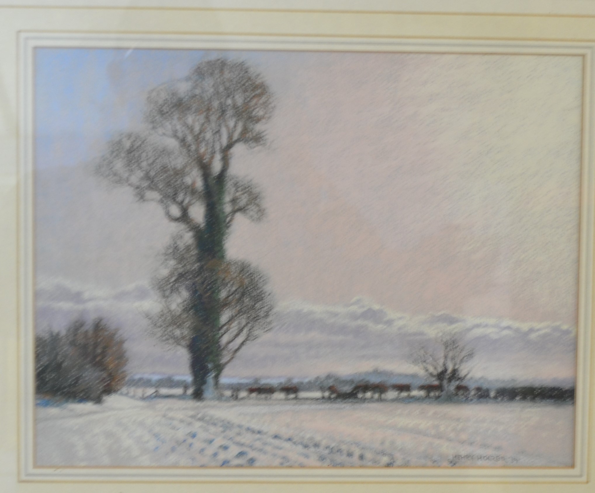 Henry Holzer, signed and dated '84, Pastel, Winter Landscape, 26 x 35cm