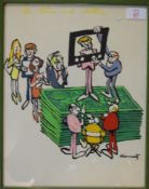 AR Bill Charmantz (born 1925), Figures with money, gouache, signed lower right, 35 x 27cm
