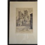 After Oswald Fletcher, Print "Ripon Cathedral", signed and titled in pencil to margin, 26 x 18cm