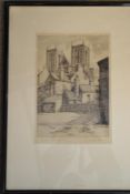 After Oswald Fletcher, Print "Ripon Cathedral", signed and titled in pencil to margin, 26 x 18cm