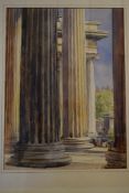 J. W. T. Vinall, Watercolour, signed, The Portico to British Museum