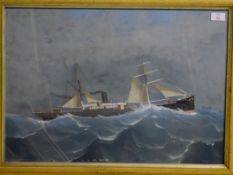 Neapolitan School (19th/20th century), "SS Argentino", gouache, inscribed with title to lower