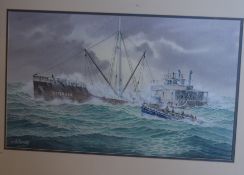 Mick Bensley, signed and dated 2000, watercolour, The H F Bailey to the rescue of The Georgia, 31