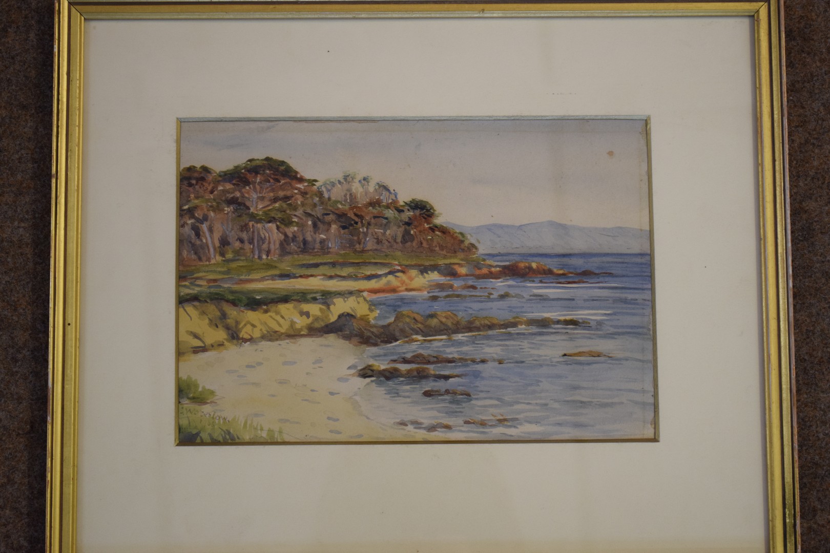 George E. Waterlow, signed Watercolour, 17 Mile Drive, Monteray, California, Watercolour Society
