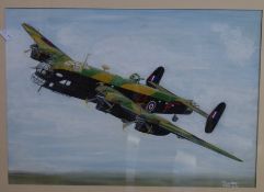 Perry Watts, signed and dated 14/9/99, mixed media, Handley Page, Halifax B-MkBII Series 1