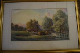 Arthur Kemp Tebby, signed Watercolour, Beeleigh Bridge, Essex