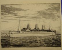 Herbert Cutner (1881-1969) "Empress of Britain", black and white etching, signed, dated '32 and
