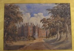 English School, Watercolour, Country House from its drive