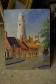 INDISTINCTLY SIGNED, OIL ON BOARD, Southwold Lighthouse , 24 x 18 , unframed