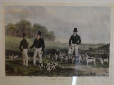 Framed 19th century hunting interest print after H Hall, engraved J Harris, "The Merry Beaglers", 46