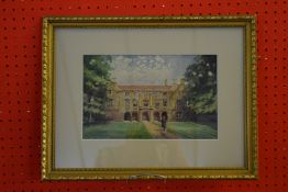 Wildred Pollit, signed Watercolour, Cambridge College scene