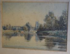 AR Charles Mayes Wigg (1889-1969), Norfolk River Scene, watercolour, signed lower left, 25 x 35cm