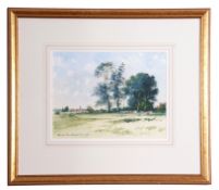 Adrian Taunton (b 1939), signed and dated 07, watercolour, "Summer pastures, Norfolk" (artist's