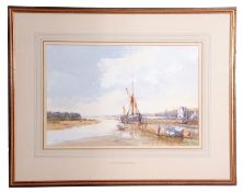 AR John Sutton (born 1935), "Time and Tide, Woodbridge", 34 x 51cm