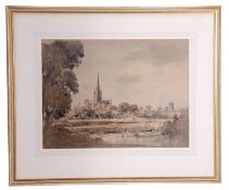 AR Arthur Edward Davies (1893-1998), watercolour, Norwich Cathedral from the South East, 36 x 48cm