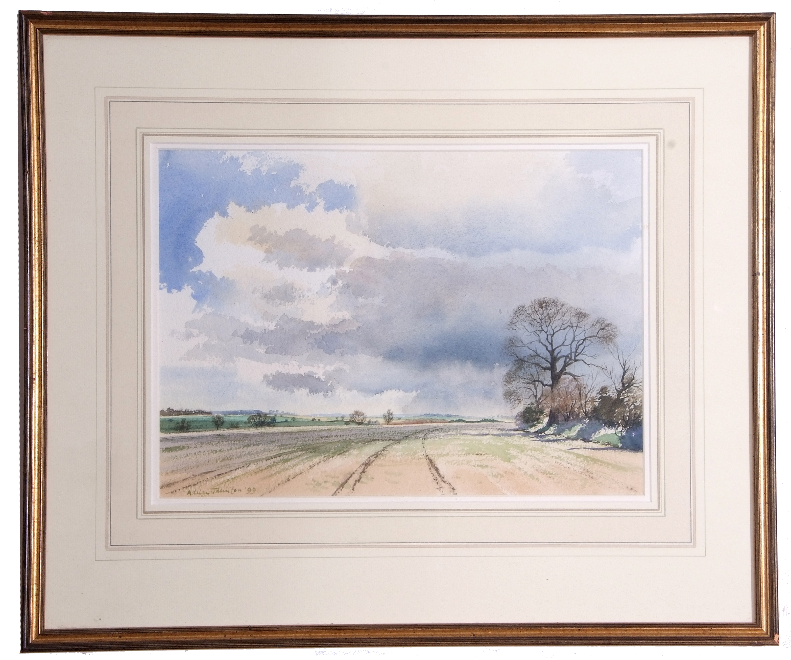 Adrian Taunton, watercolour, April Fields, 27 x 35cm