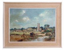 AR Arthur Edward Davies, RBA, RCA (1893-1988), signed and dated 1966, oil on panel, "Eaton Church