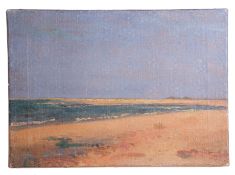 Frank Southgate (1872–1916), oil on canvas, "Low Tide, Brancaster", (unframed), labelled verso, 26 x