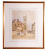 Henry Ninham, watercolour, Street Scene, Cromer. Provenance: Mandell's Gallery, Elm Hill, Norwich,