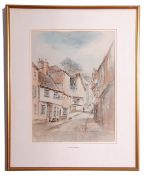 AR Arthur Edward Davies, RBA, RCA (1893-1988), "Elm Hill, Norwich", pencil and watercolour, signed