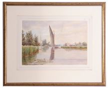 William Edward Mayes (1861-1952), watercolour, River Bure, 22 x 32cm