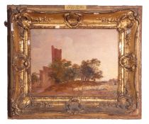 Joseph Geldart (1808-1882) "Caister Castle", oil on board, 17 x 22cm