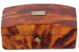 Victorian tortoiseshell encased small rectangular box with hinged domed lid, 6cm x 3cm x 3cm max