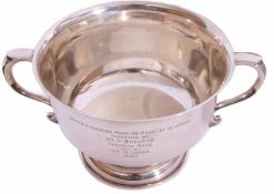 George V silver twin handled pedestal trophy cup, Birmingham 1923, maker's mark William Hutton &