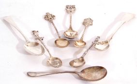 Mixed Lot: eight various souvenir and other small spoons including a large mustard spoon in Fiddle