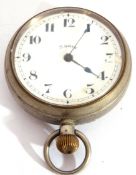First quarter of 20th century nickel cased pocket watch with blued steel hands to a white