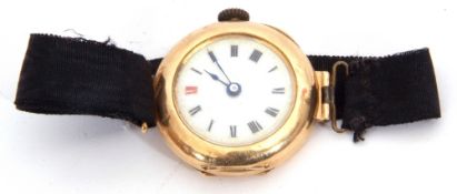 Ladies first quarter of 20th century import hallmarked 15ct gold cased wrist watch with unnamed