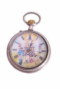 Of Masonic interest: a first quarter of 20th century Continental white metal cased pocket watch with