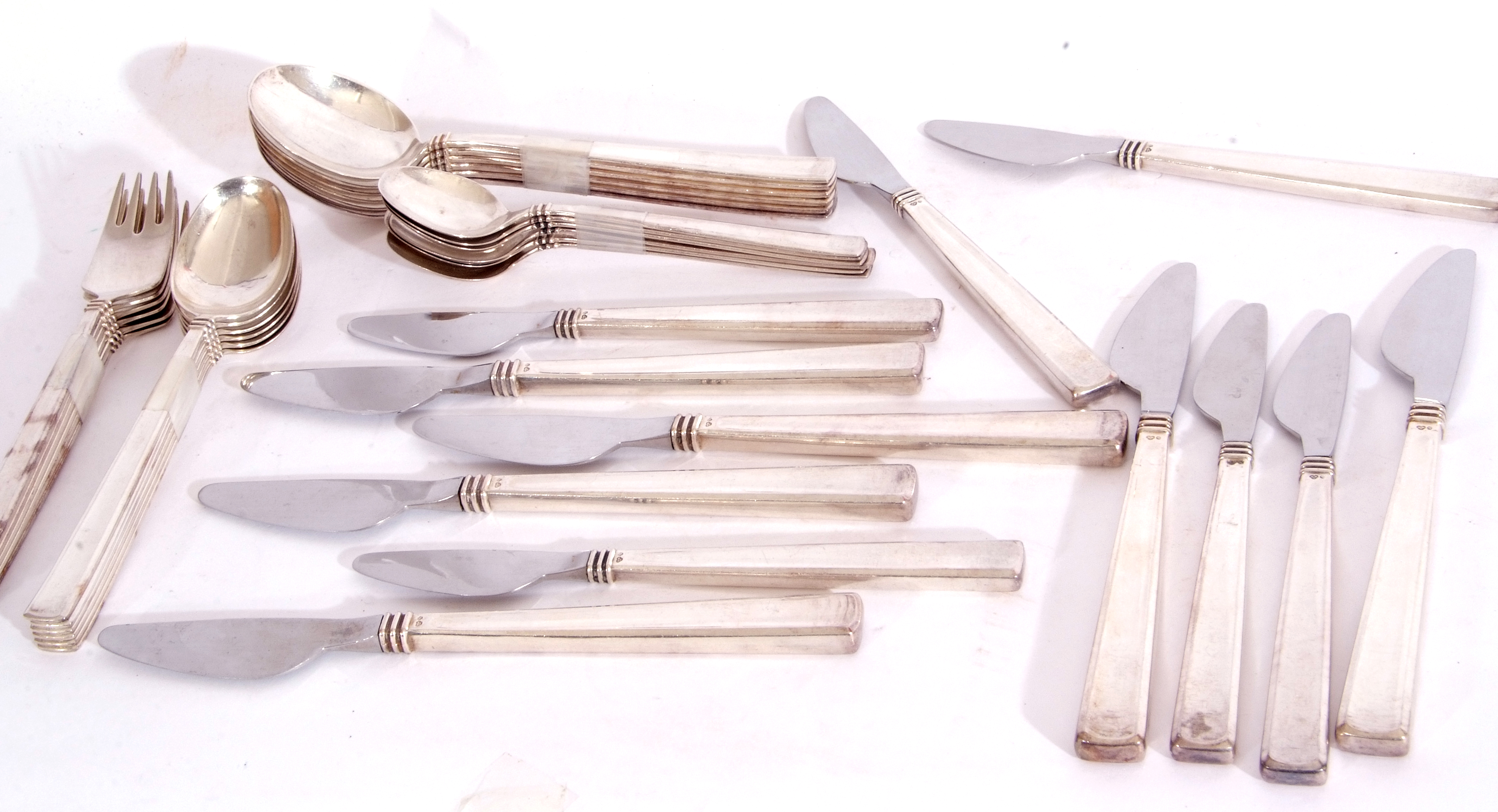20th century Swedish part flatware service for six, comprising soup spoons, dessert spoons, tea - Image 2 of 4
