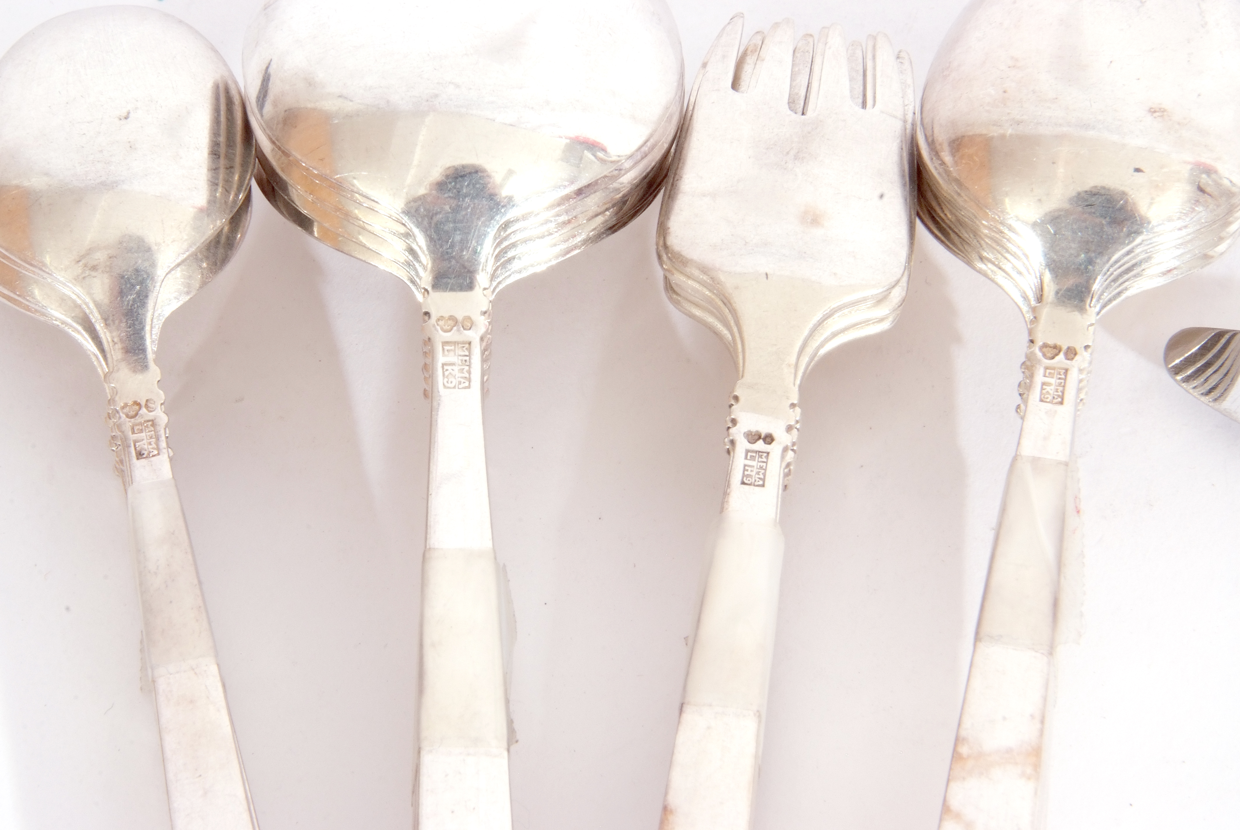 20th century Swedish part flatware service for six, comprising soup spoons, dessert spoons, tea - Image 4 of 4