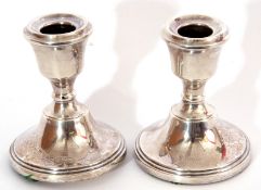 Pair of silver dwarf candlesticks, Birmingham 1970, maker's mark C.J. Vander Ltd, 9cm tall,