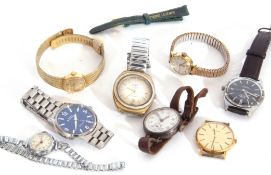 Mixed Lot: five gents wrist watches including a vintage silver cased example and a boxed Ben Sherman