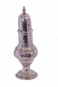 Georgian silver baluster caster (later embossed), maker's mark to top only, Samuel Wood, circa