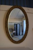 GILT AND BEVEL EDGE GLASS WALL HANGING MIRROR, 40CM WIDE