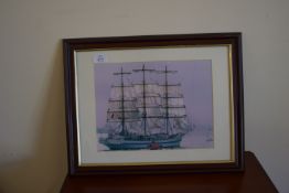 FRAMED PHOTO PRINT OF MIR SAILING OUT OF ST PETERSBURG, 47 X 36CM