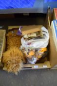 BOX CONTAINING PLUSH TOY DOG, BOXED ROYAL STAFFORD CUP AND SAUCER ETC
