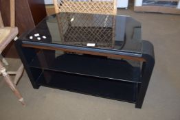 MODERN BLACK THREE TIER TV STAND, 80CM WIDE