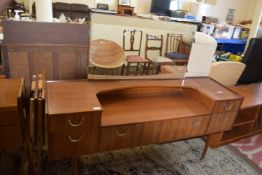 MID-20TH CENTURY TEAK EFFECT MIRRORED BACK DRESSING TABLE, 153CM WIDE