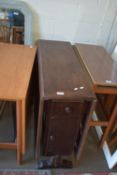 20TH CENTURY DROP LEAF TABLE WITH CUPBOARD AND DRAWER TO SIDE, 91CM WIDE