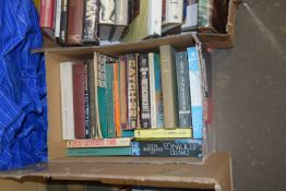 BOX OF MIXED BOOKS - SAFER THAN A KNOWN WAY, THE FAR SIDE OF THE WORLD, TREASURES OF THE ARMADA ETC