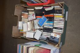 BOX CONTAINING VARIOUS CASSETTES INCLUDING OVER THE RAINBOW, HIT THE DECK, SOUTH PACIFIC ETC