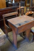 VINTAGE LIFT TOP SCHOOL DESK WITH INTEGRAL CHAIR, WIDTH APPROX 62CM