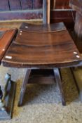 THREE HEAVY HARDWOOD JOINTED STOOLS (SET OF), EACH WIDTH APPROX 50CM